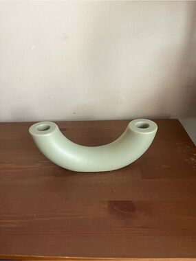 Modern Curved Double Candle Holder in Sage